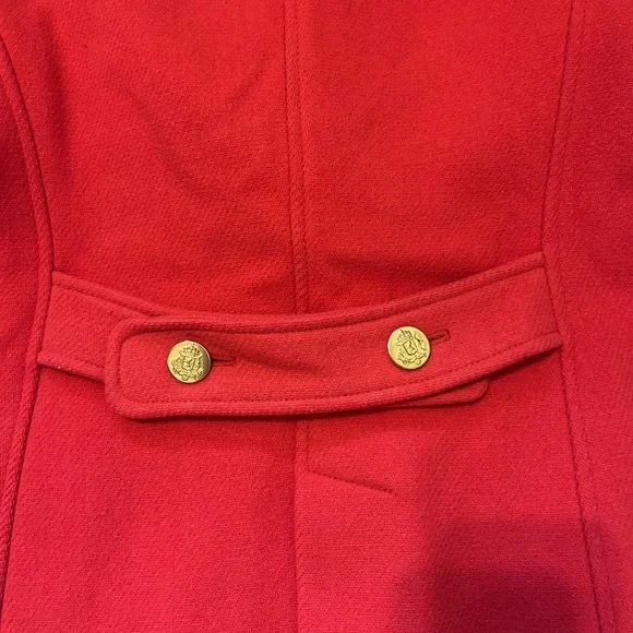 J CREW STADIUM CLOTH NELLO GORI WOMEN SIZE 2 RED PEACOAT - Picture 13 of 16